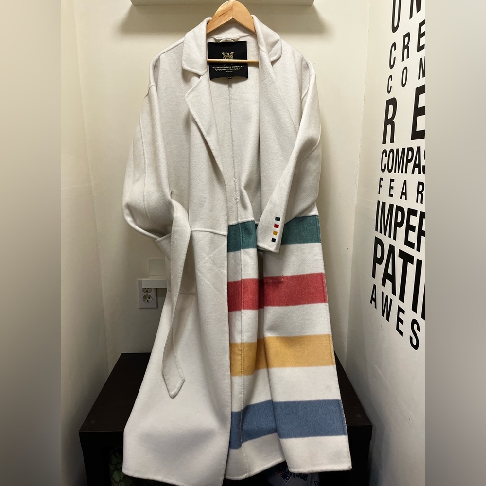 HBC Stripes Collection Wool-blend Cocoon Coat (new without tags)
